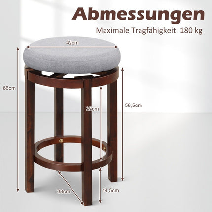 2er Set Hocker in Thekenhöhe 66 cm hoch drehbarer Barhocker 42 x 42 x 66 cm grau und braun