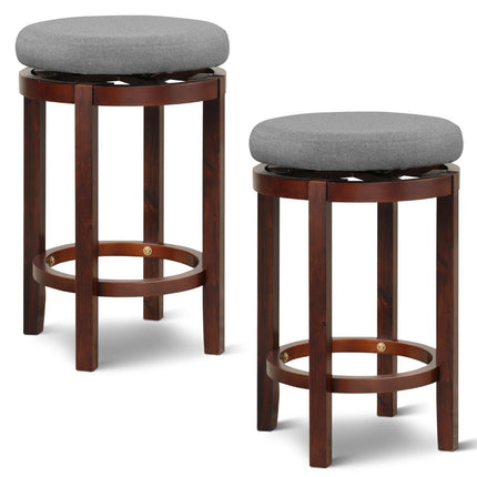 2er Set Hocker in Thekenhöhe 66 cm hoch drehbarer Barhocker 42 x 42 x 66 cm grau und braun