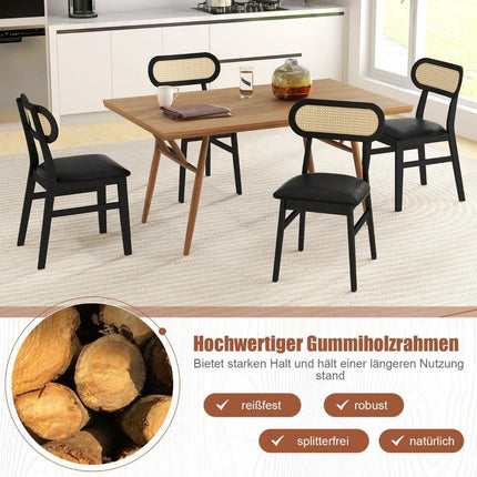 2er-Set Esszimmerstühle aus Holz mit schwarz gepolstertem Sitz