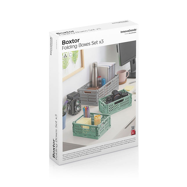 Set mit 3 faltbaren und stapelbaren Organisationsboxen Boxtor InnovaGoods