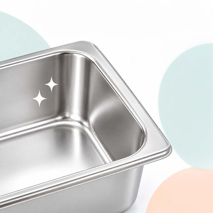Set of 3 GN 1/4 Gastronorm Trays with Lids, 10 cm Deep, Stainless Steel