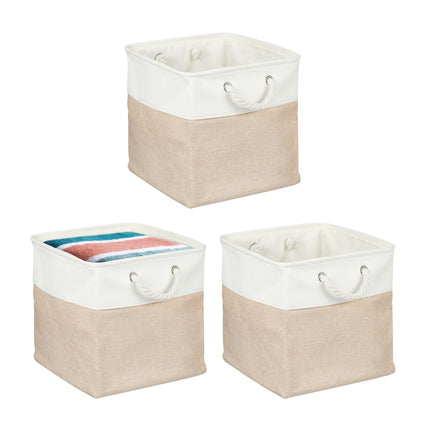 Set of 3 Rectangular Linen Storage Baskets