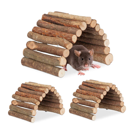 3er-Set Nagetierbrücke Holz 10 x 22 cm