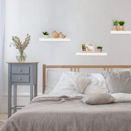 Set of 3 White Floating Wall Shelves