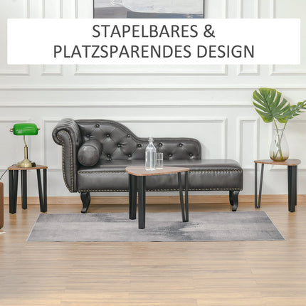 Kaffeetisch-Set, verschachtelbar, Natur-MDF und schwarze Oberfläche