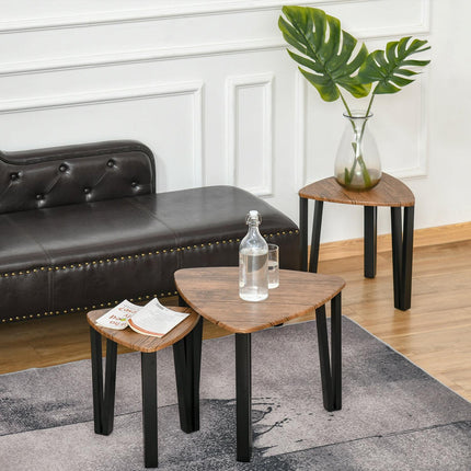 Kaffeetisch-Set, verschachtelbar, Natur-MDF und schwarze Oberfläche
