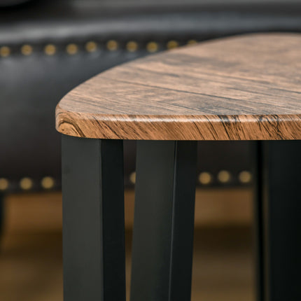 Kaffeetisch-Set, verschachtelbar, Natur-MDF und schwarze Oberfläche