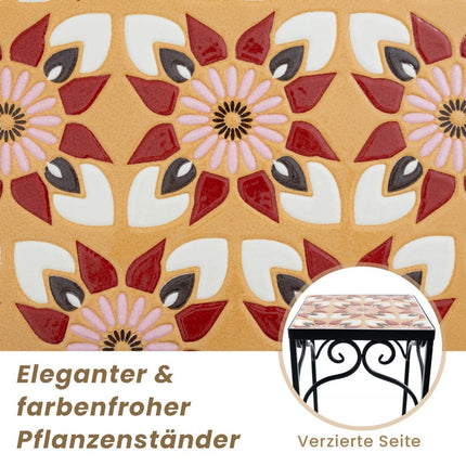 3er Set Metall Pflanzenständer mit Mosaikfliesen ineinander stapelbare Pflanzgefäße gelb 28/23/18cm