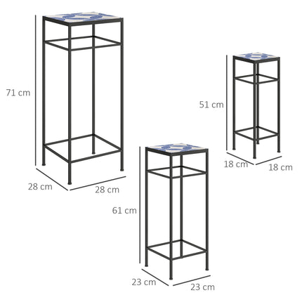 Metall-Pflanzenständer für den Innenbereich – 3er-Set, blau und weiß, 71 cm