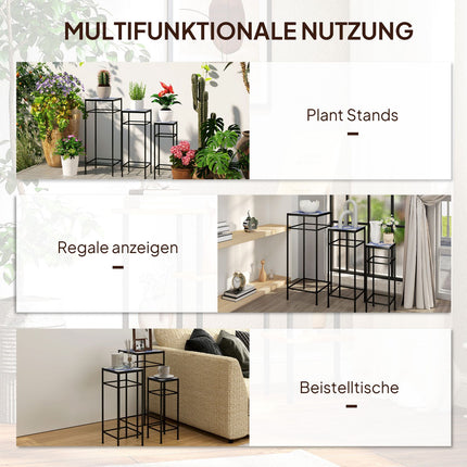 Metall-Pflanzenständer für den Innenbereich – 3er-Set, blau und weiß, 71 cm