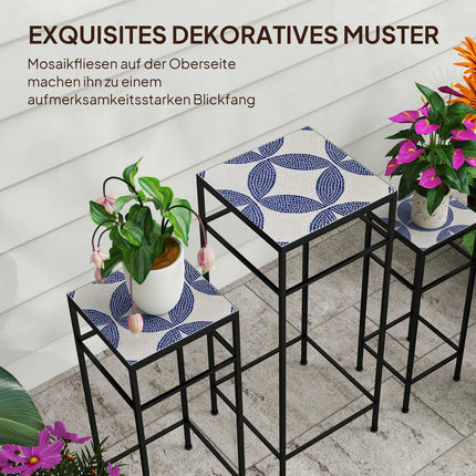 Metall-Pflanzenständer für den Innenbereich – 3er-Set, blau und weiß, 71 cm
