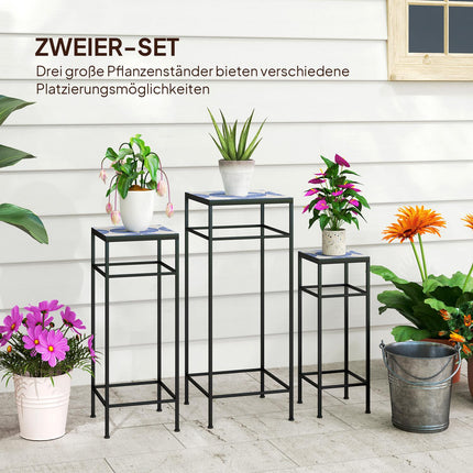 Metall-Pflanzenständer für den Innenbereich – 3er-Set, blau und weiß, 71 cm