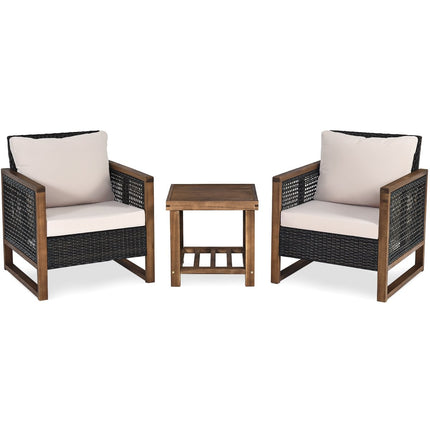 3er Set Rattan Gartenmöbel Polyrattan Loungeset mit waschbaren Sitzpolstern Outdoor Sitzgruppe