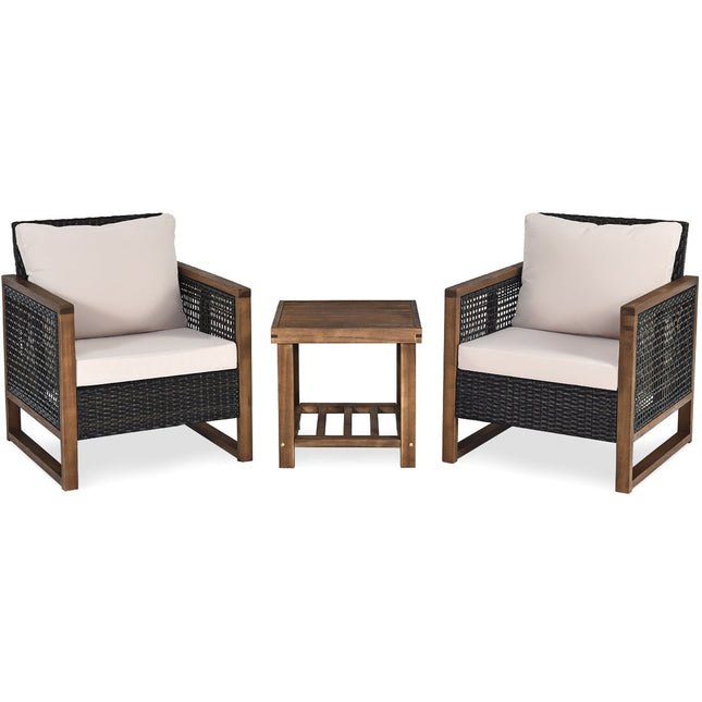 3er Set Rattan Gartenmöbel Polyrattan Loungeset mit waschbaren Sitzpolstern Outdoor Sitzgruppe