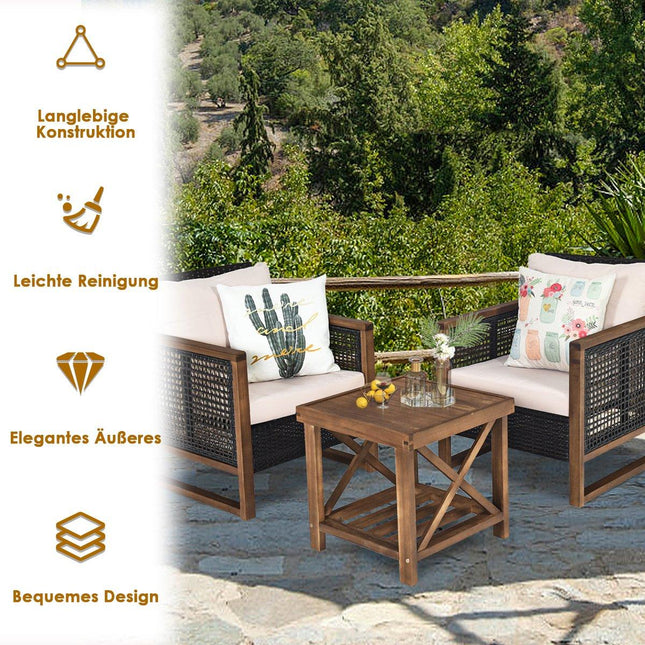 3er Set Rattan Gartenmöbel Polyrattan Loungeset mit waschbaren Sitzpolstern Outdoor Sitzgruppe