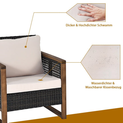 3er Set Rattan Gartenmöbel Polyrattan Loungeset mit waschbaren Sitzpolstern Outdoor Sitzgruppe