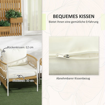 Rattan-Gartenmöbel: 3-teilig, Kissen, gelb/creme