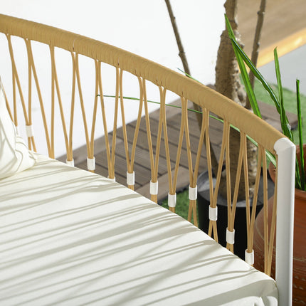Rattan-Gartenmöbel: 3-teilig, Kissen, gelb/creme