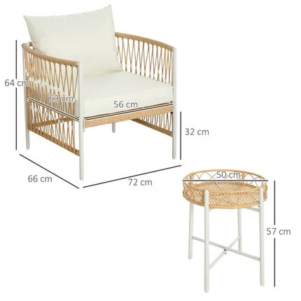 Rattan-Gartenmöbel: 3-teilig, Kissen, gelb/creme