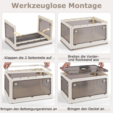 3er Set Aufbewahrungsboxen mit Deckel auf Rädern Faltbare Stapelboxen von 5 Seiten zugänglich 90 Liter
