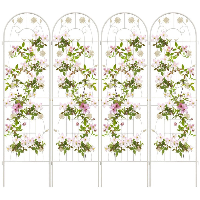 4er Set 180x50cm Rankgitter Metall zum Stecken Deko Gartenzaun Spalier freistehend weiß