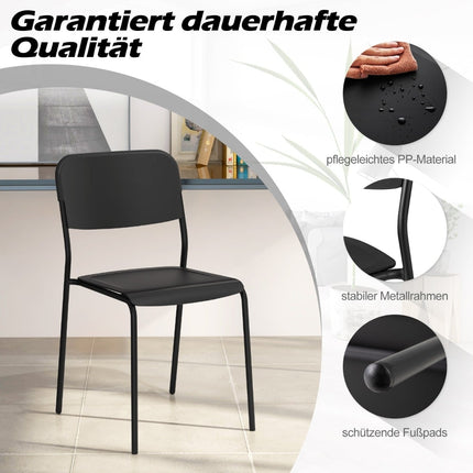 Set of 4 Black Stackable Dining Chairs with Metal Legs