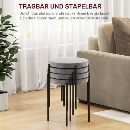 4 stapelbare Esszimmerstühle in Samtoptik mit gepolsterter Sitzfläche