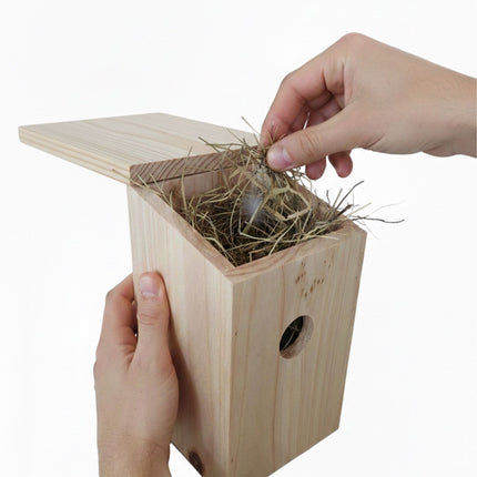 Set of 4 Fir Bird Nesting Boxes with Hinged Roof
