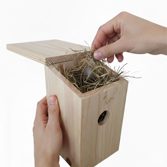 4er-Set Vogelnistkästen aus Tanne mit aufklappbarem Dach