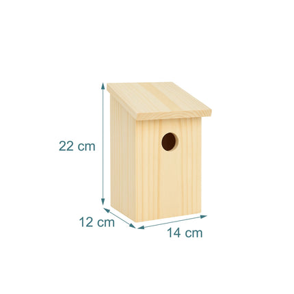 Set of 4 Fir Bird Nesting Boxes with Hinged Roof