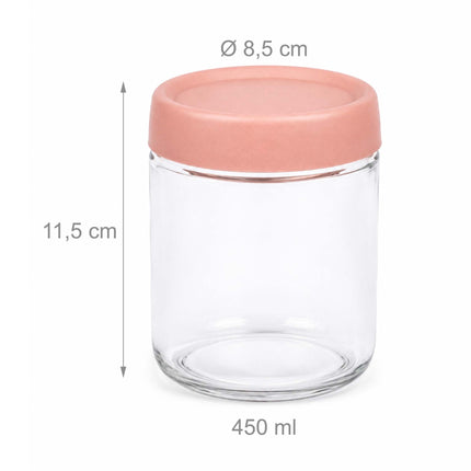 Sada 4 ks skleněných zavařovacích sklenic, 450 ml, pastelová víčka