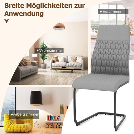 Set of 4 Gray Armless Dining Chairs with High Back
