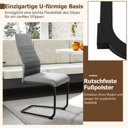 Set of 4 Gray Armless Dining Chairs with High Back