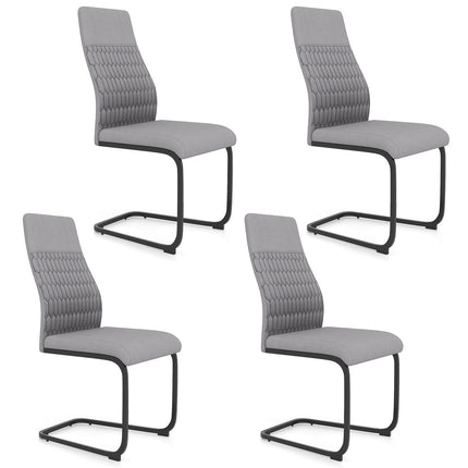 Set of 4 Gray Armless Dining Chairs with High Back