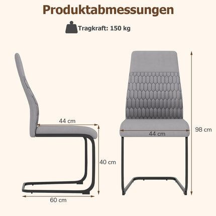 Set of 4 Gray Armless Dining Chairs with High Back
