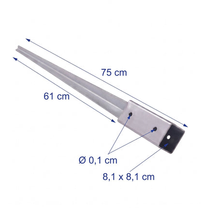 Set of 4 Stainless Steel Drive-In Post Anchors, 81 x 750 mm