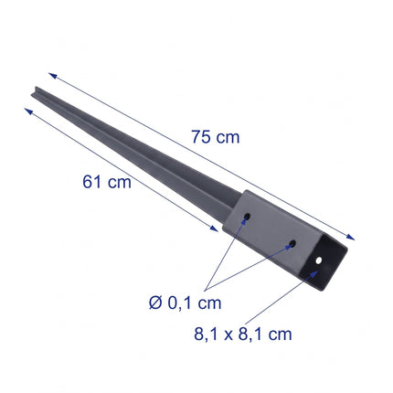 Set of 4 Stainless Steel Drive-In Post Anchors, 81 x 750 mm