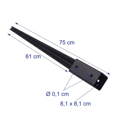 Set of 4 Stainless Steel Drive-In Post Sockets, 81 x 750 mm