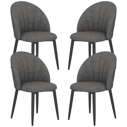 4er Set Samt Esszimmerstühle, Ergonomisch, Dunkelgrau