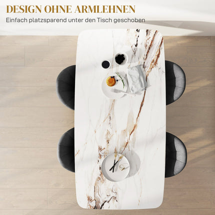4er Set Samt Esszimmerstühle, Ergonomisch, Dunkelgrau