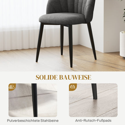 4er Set Samt Esszimmerstühle, Ergonomisch, Dunkelgrau