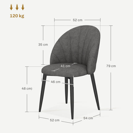 4er Set Samt Esszimmerstühle, Ergonomisch, Dunkelgrau