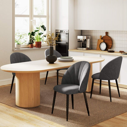 4er Set Samt Esszimmerstühle, Ergonomisch, Dunkelgrau