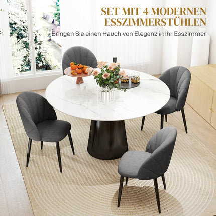 4er Set Samt Esszimmerstühle, Ergonomisch, Dunkelgrau