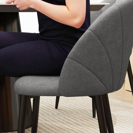 4er Set Samt Esszimmerstühle, Ergonomisch, Dunkelgrau