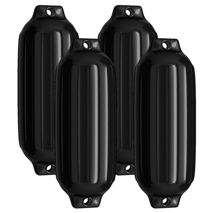 Set of 4 boat fenders, long fenders, ball fenders, boat crash protection, bridge fenders, black, 58 x 16.5 cm