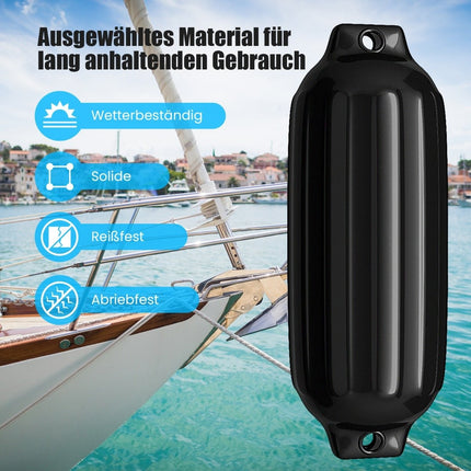 Set of 4 boat fenders, long fenders, ball fenders, boat crash protection, bridge fenders, black, 58 x 16.5 cm