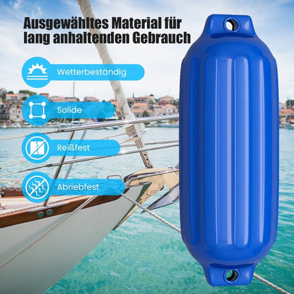 Set of 4 boat fenders, long fenders, ball fenders, boat crash protection, bridge fenders, blue, 58 x 16.5 cm