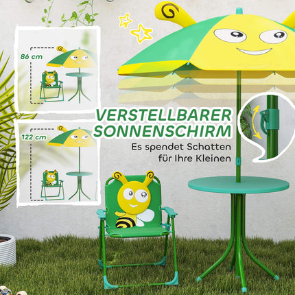 Gartensitzgruppe für Kinder mit Sonnenschirm, Bienen-Design