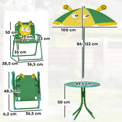 Gartensitzgruppe für Kinder mit Sonnenschirm, Bienen-Design